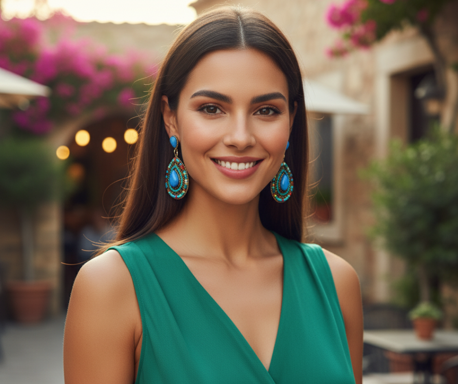 Pendientes boho-chic Azul