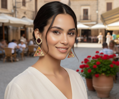 Pendientes Pirámide Fiesta Dorada