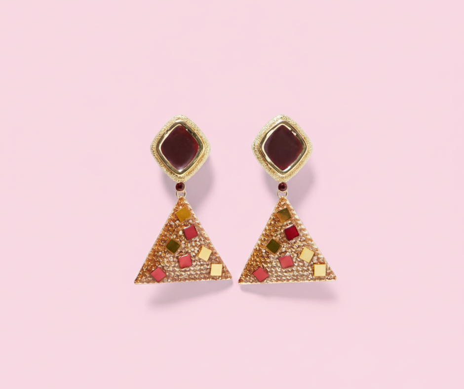 Pendientes Pirámide Fiesta Dorada