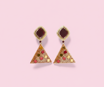 Pendientes Pirámide Fiesta Dorada