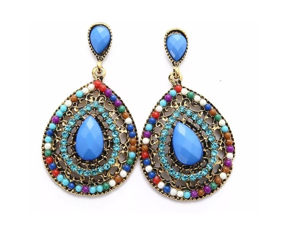 Pendientes boho-chic Azul