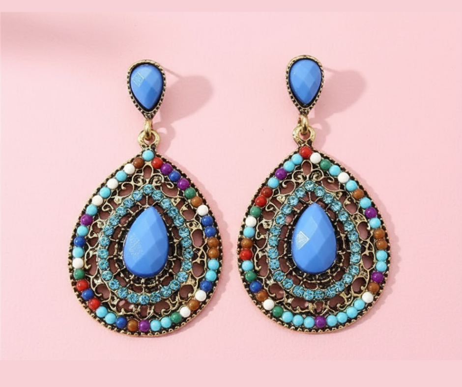 Pendientes boho-chic Azul